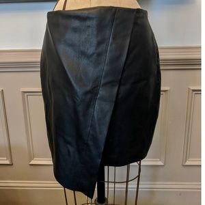 Asymmetric faux leather skirt